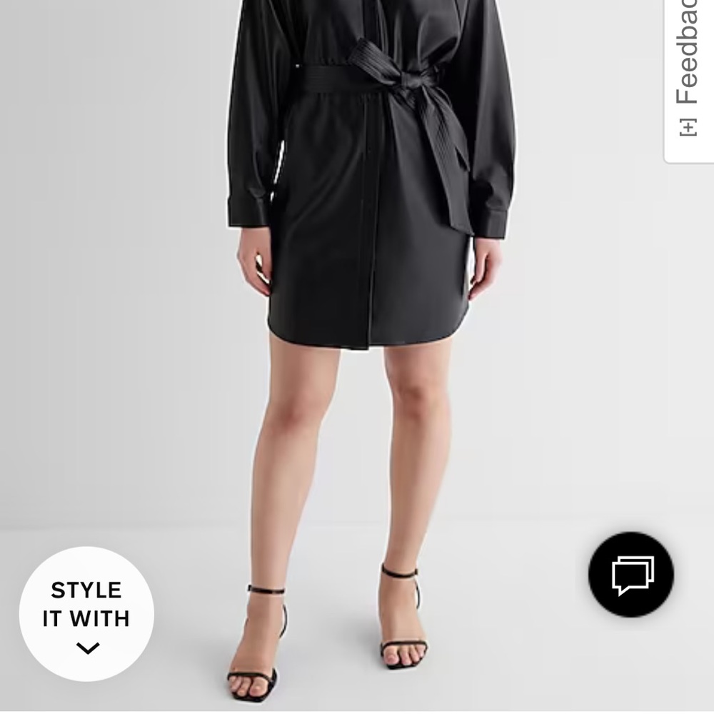 Faux Leather Boyfriend Mini Portofino Shirt Dress